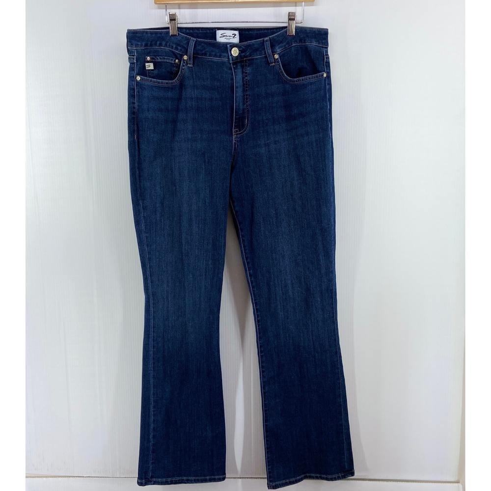 Seven7 High Rise Slim Boot Cut Blue Denim Jeans Womens 16